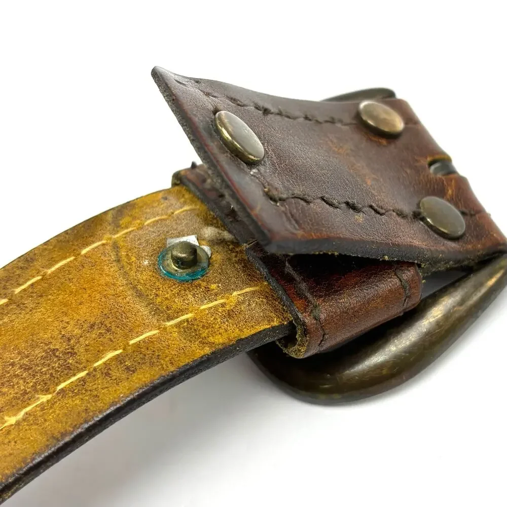 Vintage Distressed Brown Leather Belt 40 Outdoor Western Boho Hippie Streetwear